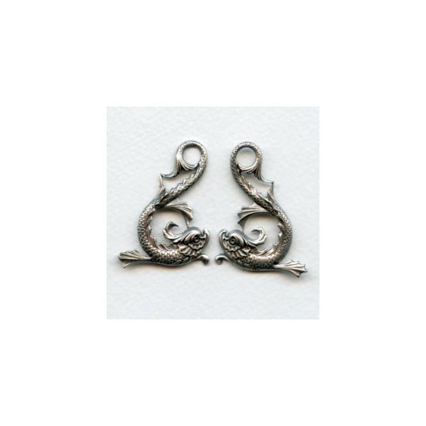 Koi Fish Stampings Oxidized Silver 42mm (1 set)