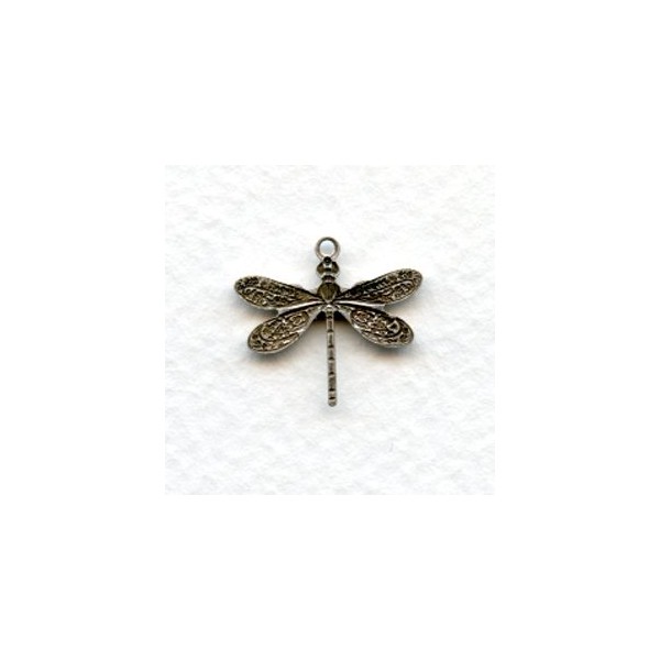 Victorian Style Dragonfly Pendants Oxidized Silver (12) - Image 2