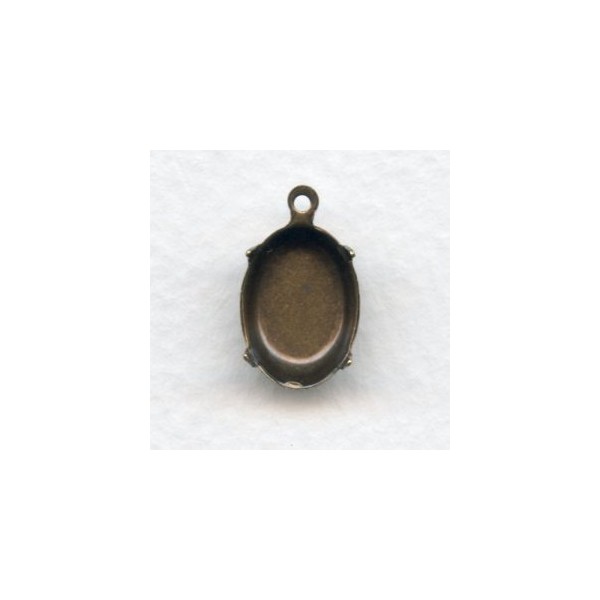 Single Loop 14x10mm Settings with Prongs Oxidized Brass (12)