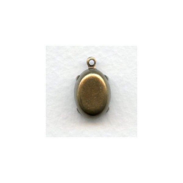 Single Loop 14x10mm Settings with Prongs Oxidized Brass (12) - Image 2
