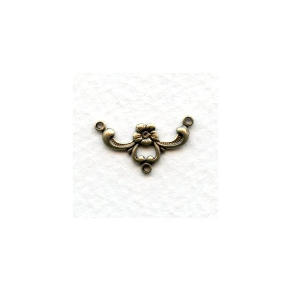 Flower and Ribbon Effect Connector Oxidized Brass (6)