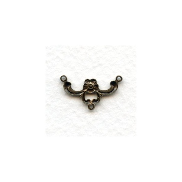 Flower and Ribbon Effect Connector Oxidized Brass (6) - Image 2