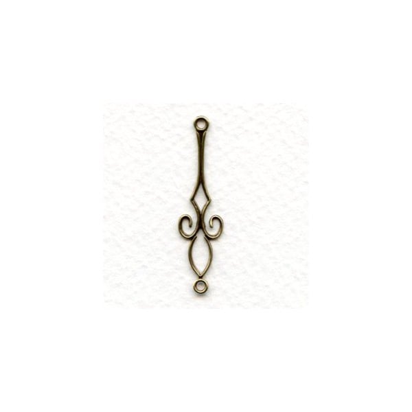 Slender Fleur-de-Lis Connectors Oxidized Brass 37mm (12)