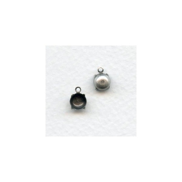 Round 6mm Settings 1 Loop Closed Back Oxidized Silver (12)