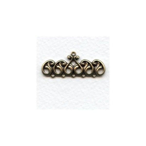Ornate 5 Strand Connector End Bars Oxidized Brass (2)