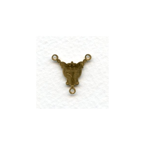 Small Elegant 3 Loop Connectors 17x17mm Raw Brass (6) - Image 2