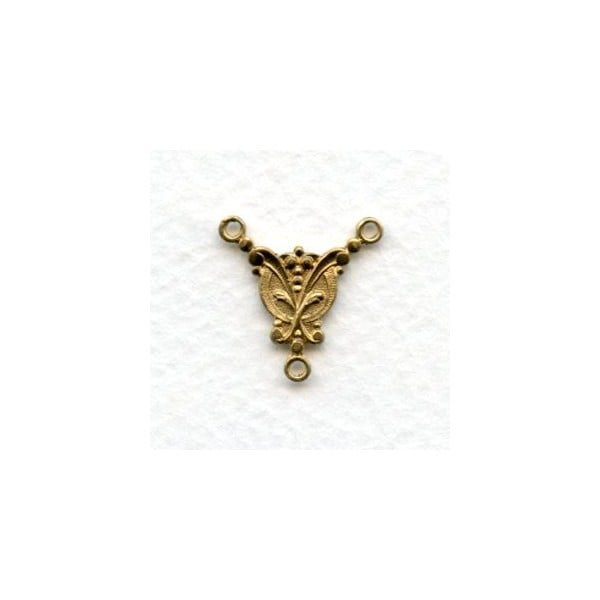 Small Elegant 3 Loop Connectors 17x17mm Raw Brass (6)