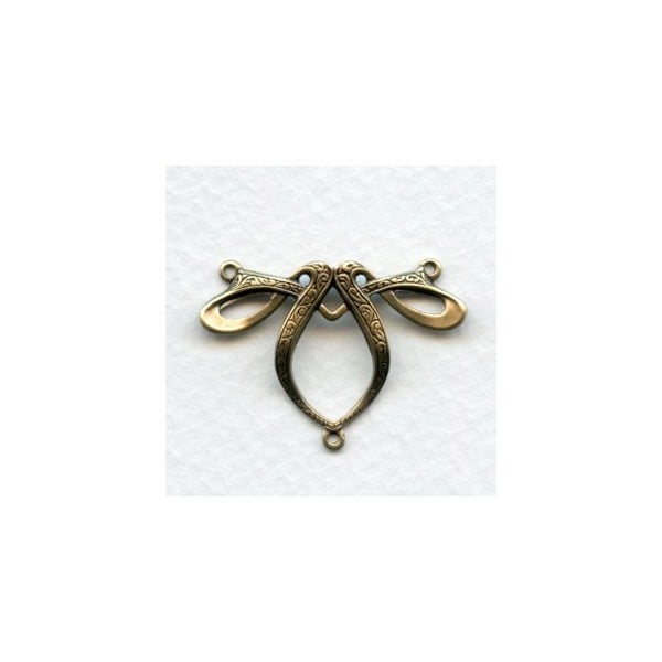 Fancy Ribbon Style 3 Way Connector Oxidized Brass (3)