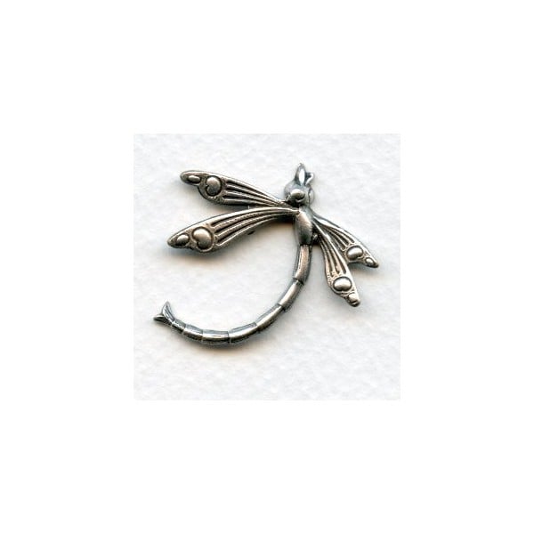Art Deco Inspired Dragonfly Oxidized Silver 30mm (2)