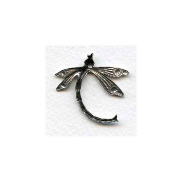 Art Deco Inspired Dragonfly Oxidized Silver 30mm (2) - Image 2