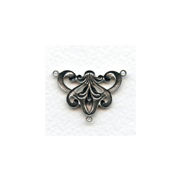 Art Nouveau Style Floral Connector Oxidized Silver (4) - Image 2