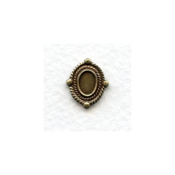 Ornate Oval Solid Oxidized Brass Settings 6x4mm (6)