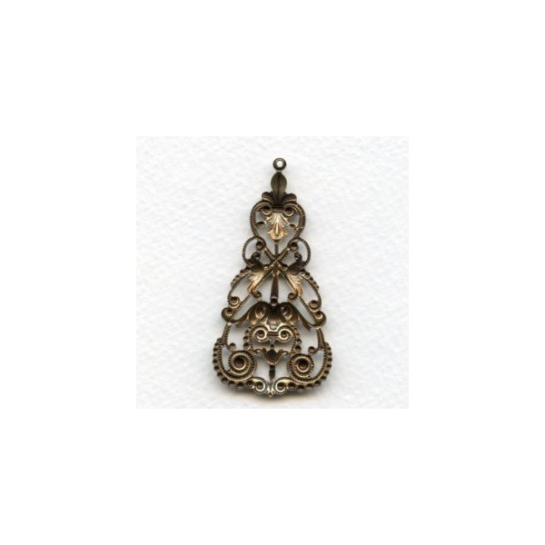 Fabulous Filigree Drops 56mm Oxidized Brass (2) - Image 2