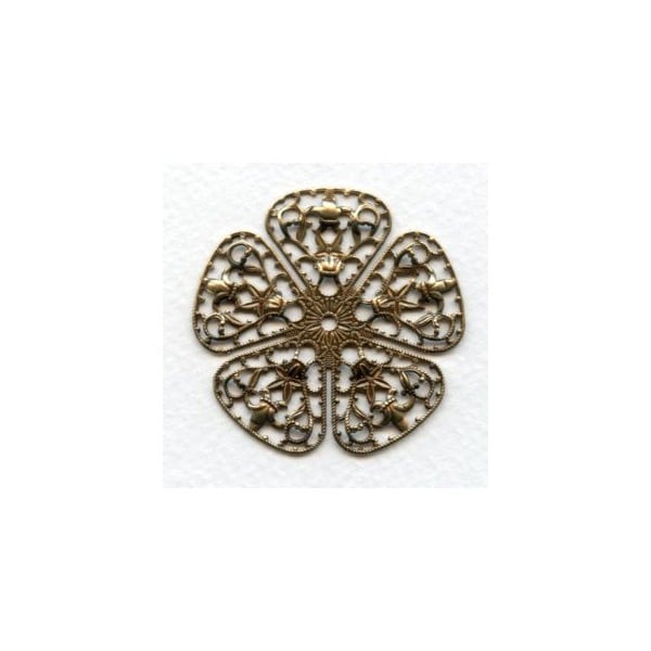 Filigree Flower Shape 50mm Oxidized Brass (1)