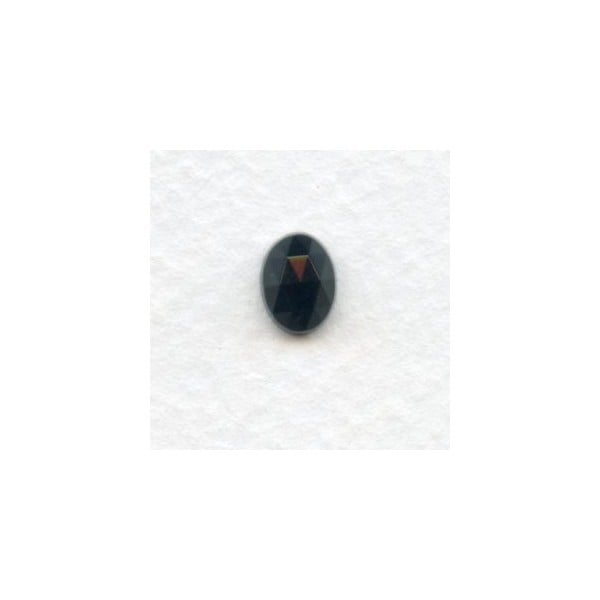 Jet Oval Flat Back Faceted Top 8x6mm Glass Stones (6)