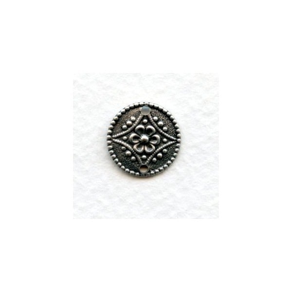 Floral Discs with Two Holes Oxidized Silver (6)
