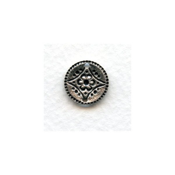 Floral Discs with Two Holes Oxidized Silver (6) - Image 2