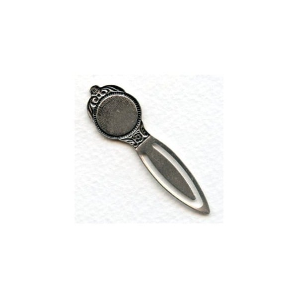 Bookmark Findings with 13mm Setting Oxidized Silver (4) - Image 2