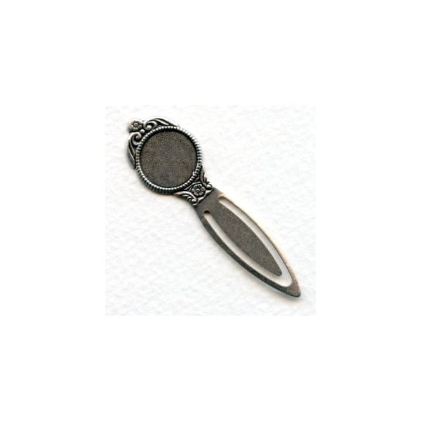 Bookmark Findings with 13mm Setting Oxidized Silver (4)