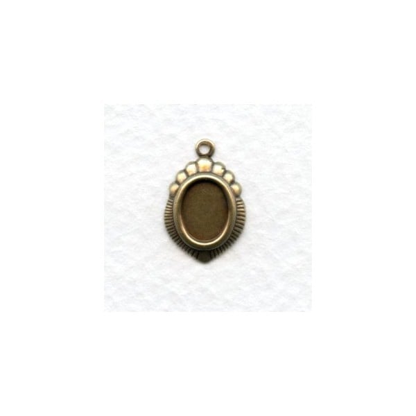 Pendant Earring Settings Oxidized Brass 8x6mm (12)