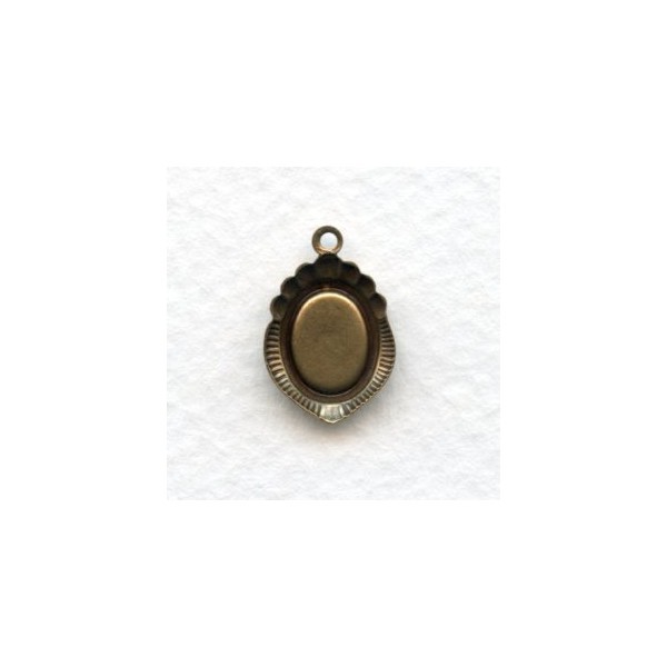 Pendant Earring Settings Oxidized Brass 8x6mm (12) - Image 2