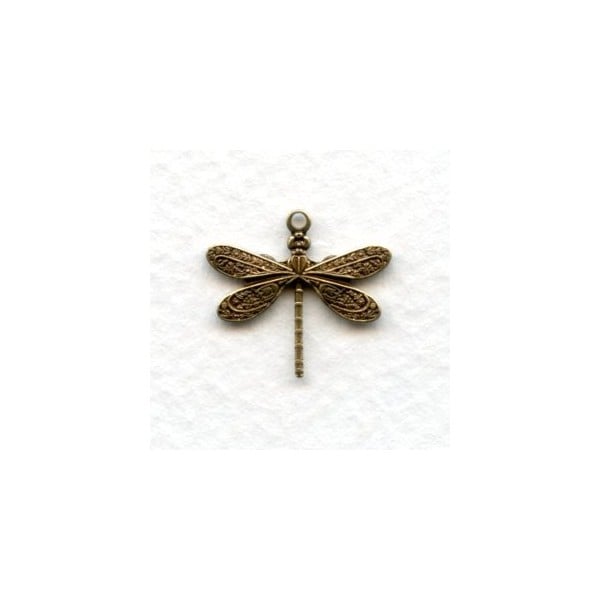 Victorian Style Dragonfly Pendants Oxidized Brass (12)