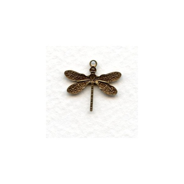 Victorian Style Dragonfly Pendants Oxidized Brass (12) - Image 2