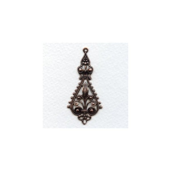 Filigree Pendant Drops 55mm Oxidized Copper (4)