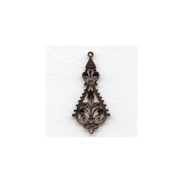Filigree Pendant Drops 55mm Oxidized Copper (4) - Image 2