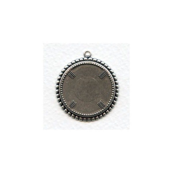 Oxidized Silver Beaded Edge 25mm Setting Bases (3)