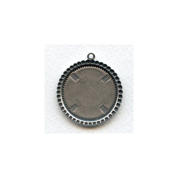 Oxidized Silver Beaded Edge 25mm Setting Bases (3) - Image 2