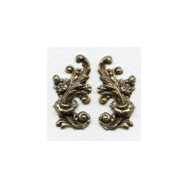 Elaborate Flourishes Oxidized Brass 42mm (1 pair)
