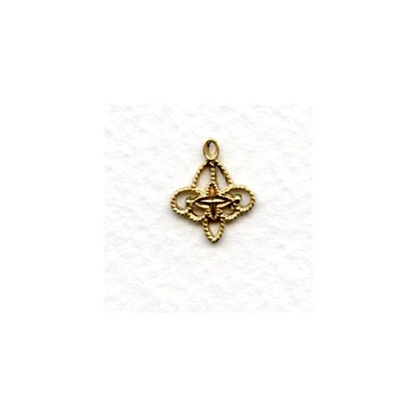 Filigree Connector Drops Raw Brass 13x11mm (12)