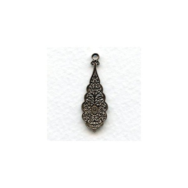 Embossed Pendants for Earrings 30mm Oxidized Silver (6) - Image 2