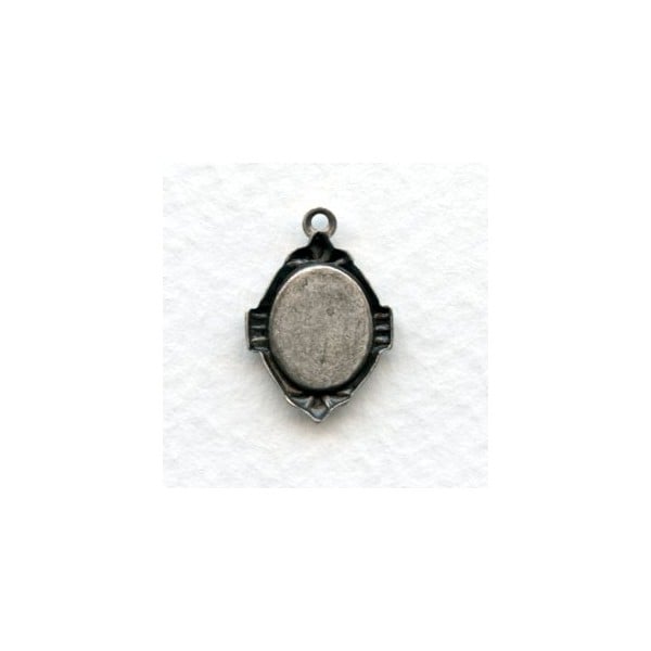 Elegant Setting Pendants 10x8mm Oxidized Silver (12) - Image 2
