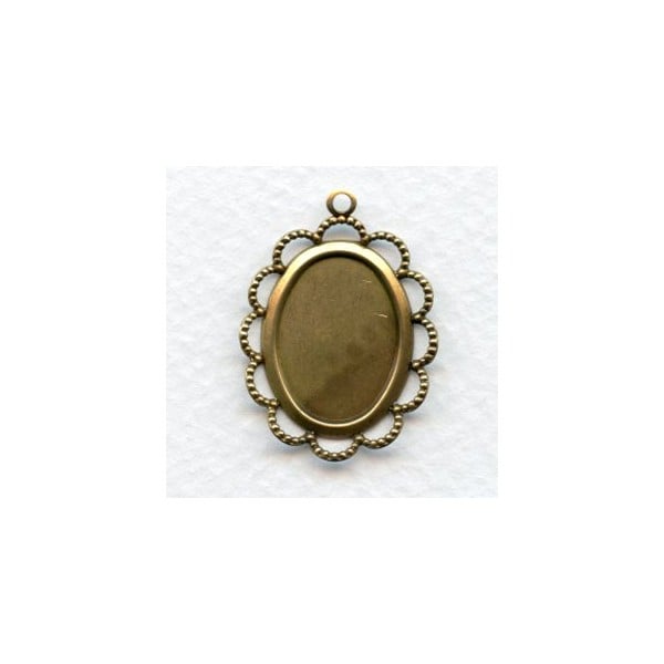 Filigree 18x13mm Settings Oxidized Brass - upturned edges (6)