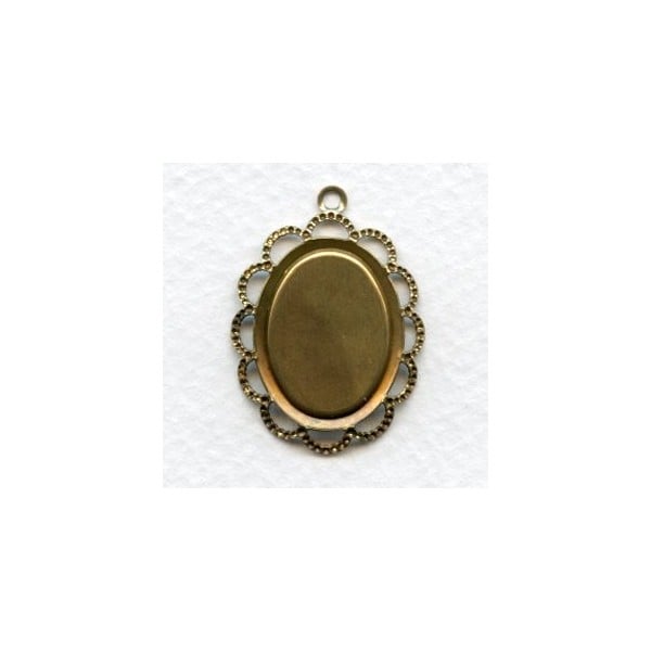 Filigree 18x13mm Settings Oxidized Brass - upturned edges (6) - Image 2
