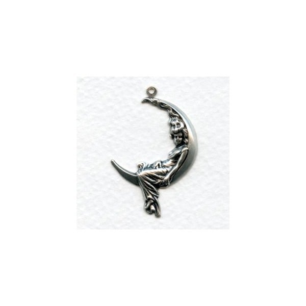 Large Goddess in the Moon Stampings with a Loop Oxidized Silver (4)