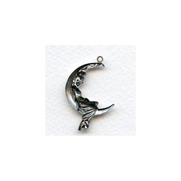 Large Goddess in the Moon Stampings with a Loop Oxidized Silver (4) - Image 2
