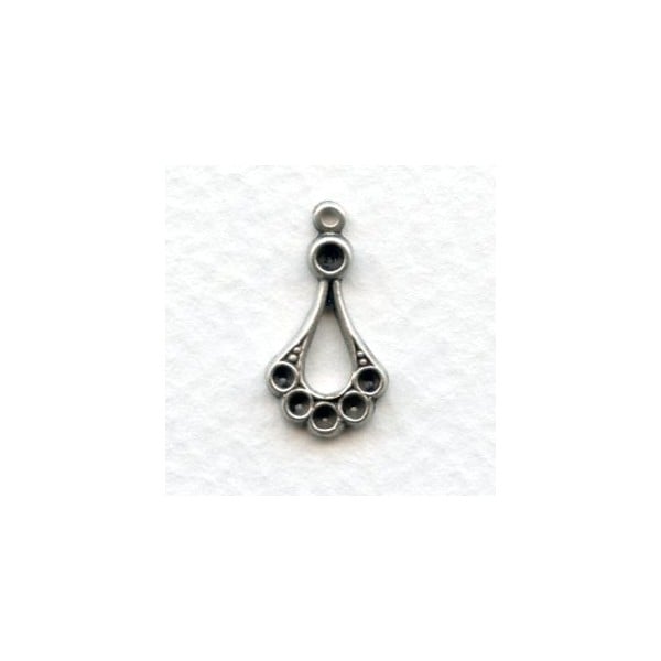 Hoop Pendants with Rhinestone Setting Wells Oxidized Silver (6)