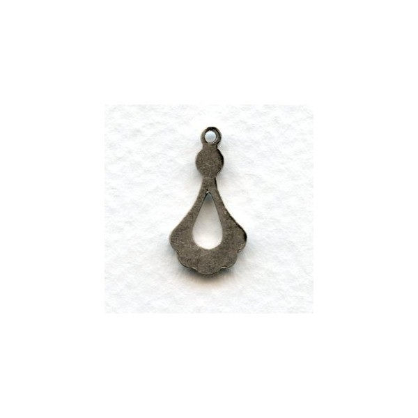 Hoop Pendants with Rhinestone Setting Wells Oxidized Silver (6) - Image 2