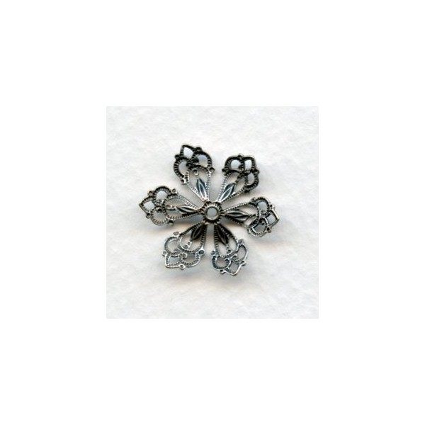 European Filigree Bead Caps Flowers Oxidized Silver 21mm (2) - Image 2