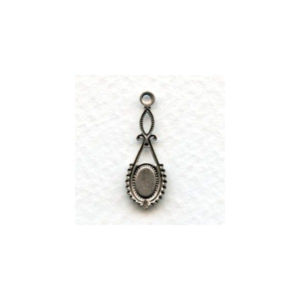 Delicate Pendant Settings in Oxidized Silver 24mm (6) - Image 2