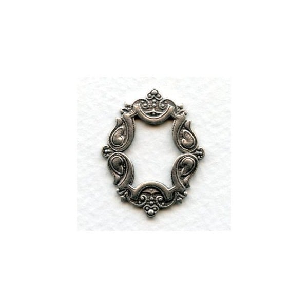 Ornate Framework Stampings Oxidized Silver 29x24mm (3)