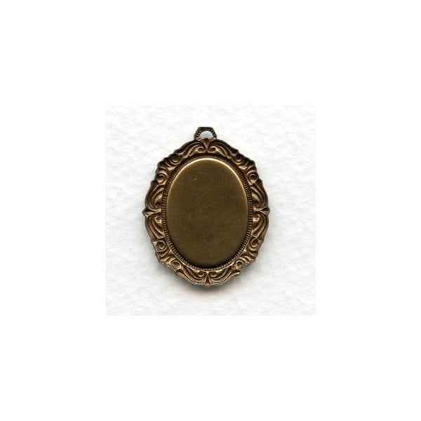 Ornate Detailed Setting 18x13mm Oxidized Brass (6) - Image 2