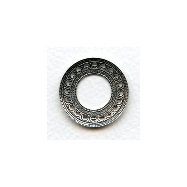 Filigree Porthole Settings Oxidized Silver 27mm (4) - Image 2