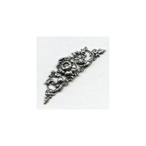 Large Rose Theme 69mm Stamping Oxidized Silver (1)