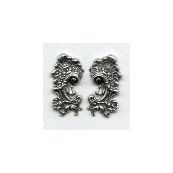 Victorian Detail Flourishes Oxidized Silver 31mm (1 set)