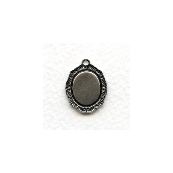 Ornate Detailed Setting 12x10mm Oxidized Silver (12) - Image 2