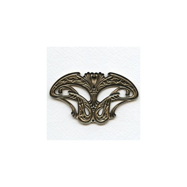 Art Nouveau Style Grand Oxidized Brass Stamping (1) - Image 2